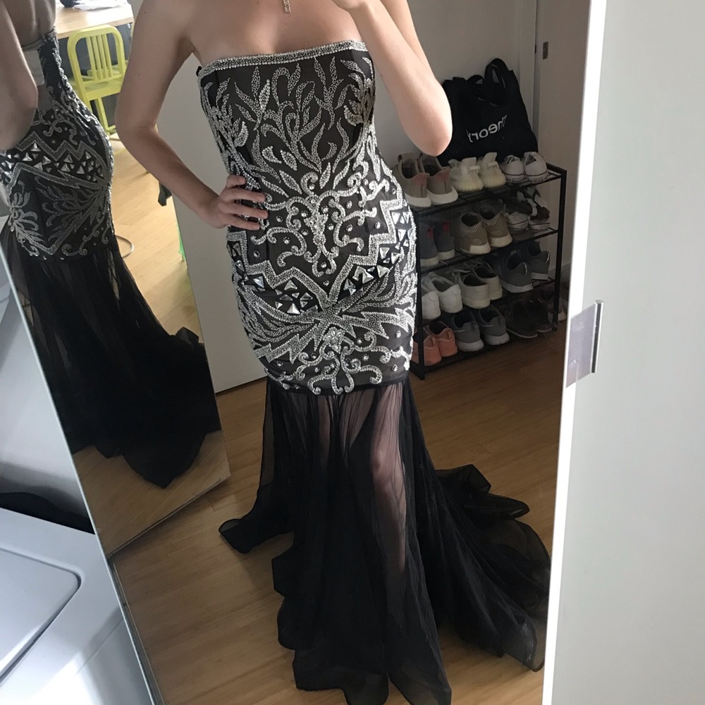 Jovani Crystal Embellished Mermaid Gown